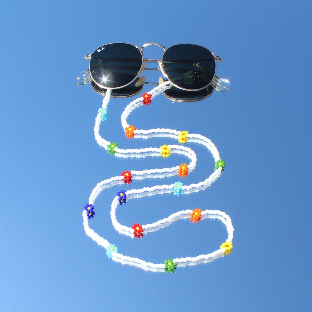 Rainbow Beaded Daisy Sunglass Leash Glasses Chain - Picture 4 of 4